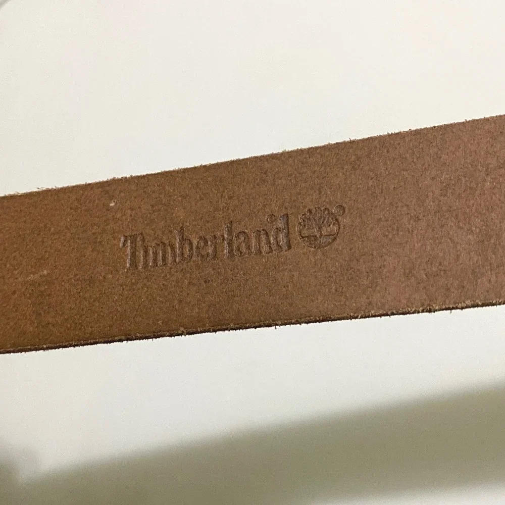 Timberland Mens Brown Genuine Leather Belt Size 44 Rugged Casual Western Buckle